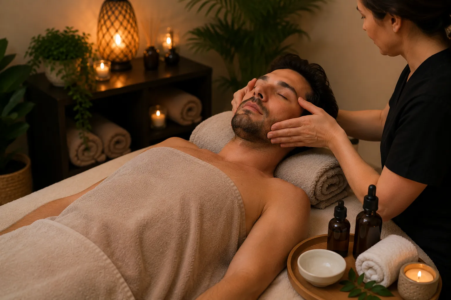 Calming facial massage for men at Massage by Laura, Runaway Bay Gold Coast