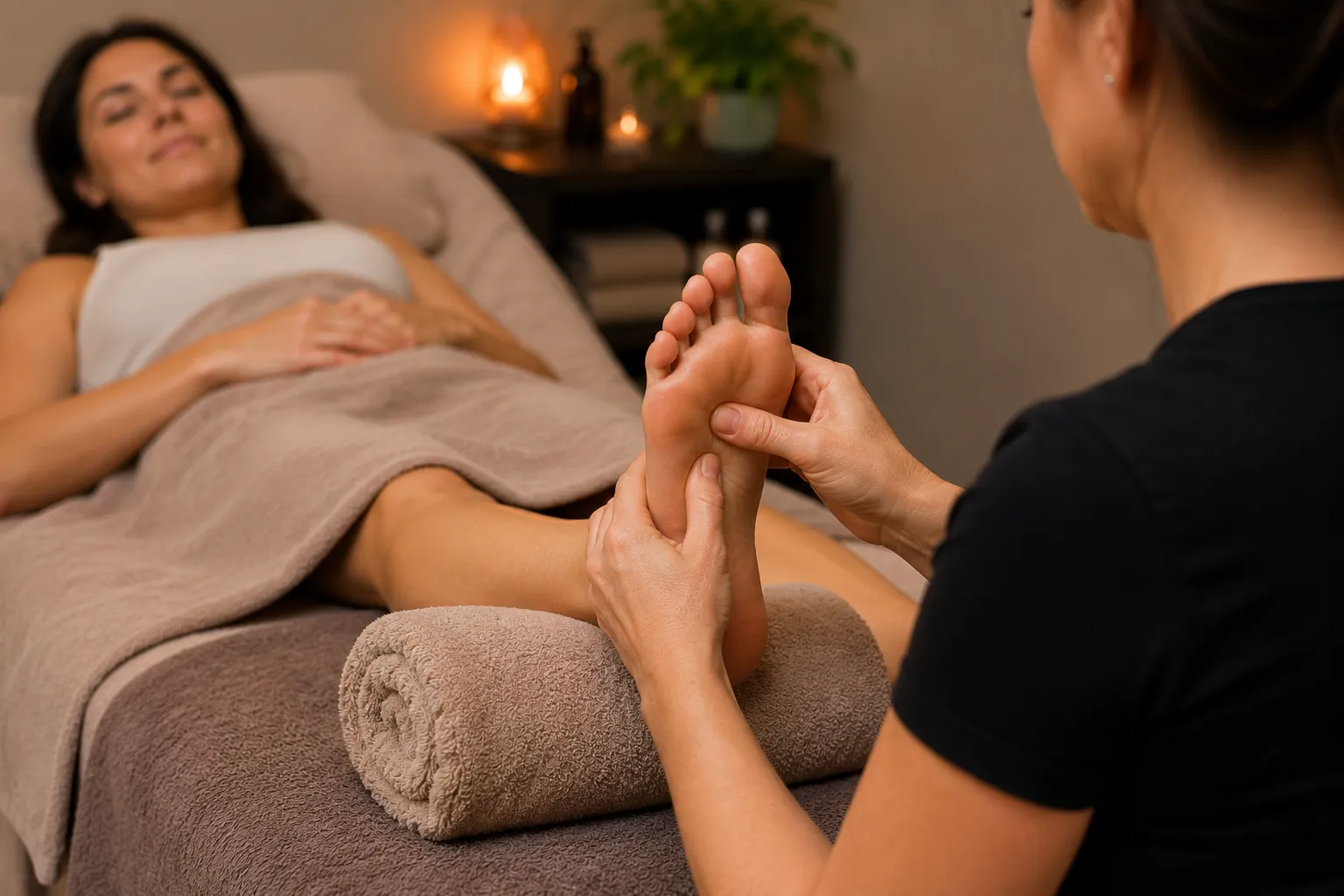 Calming reflexology foot massage at Massage by Laura, Runaway Bay Gold Coast